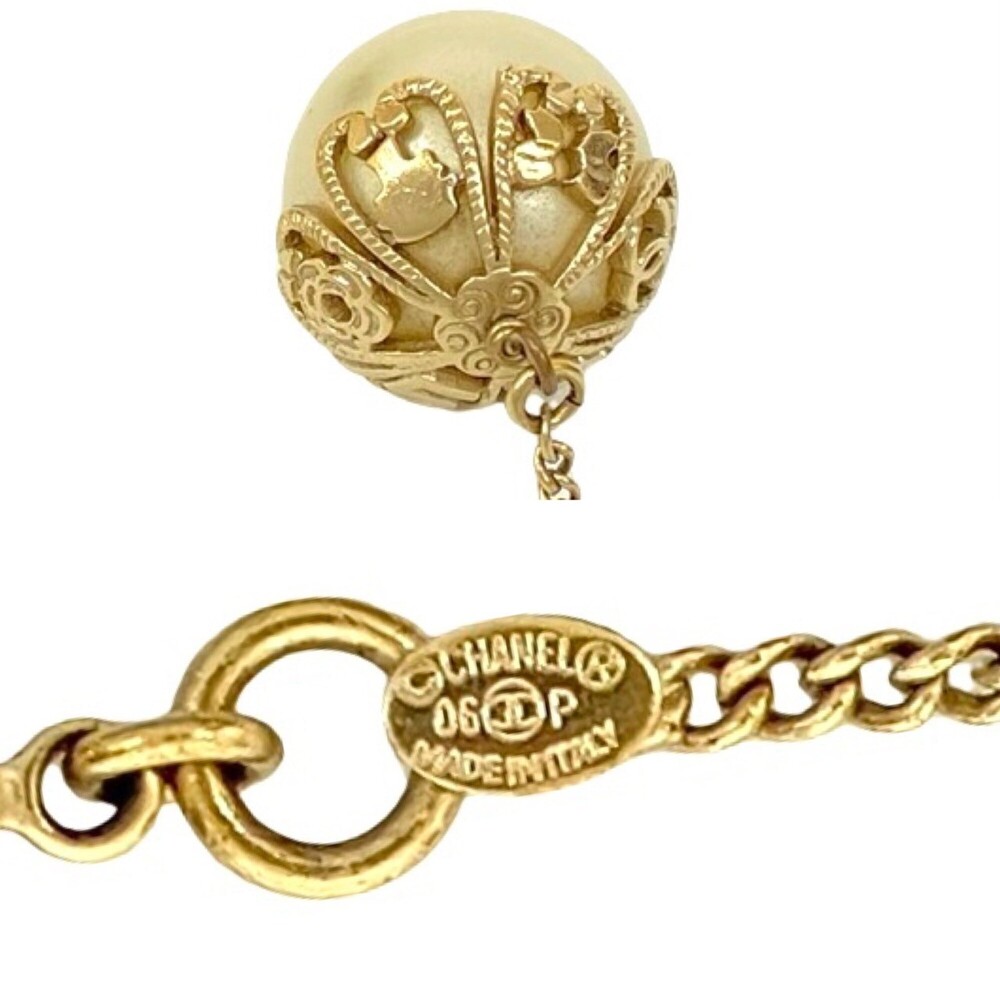 CHANEL Gold Pearl Logo Necklace - Picture 2 of 4